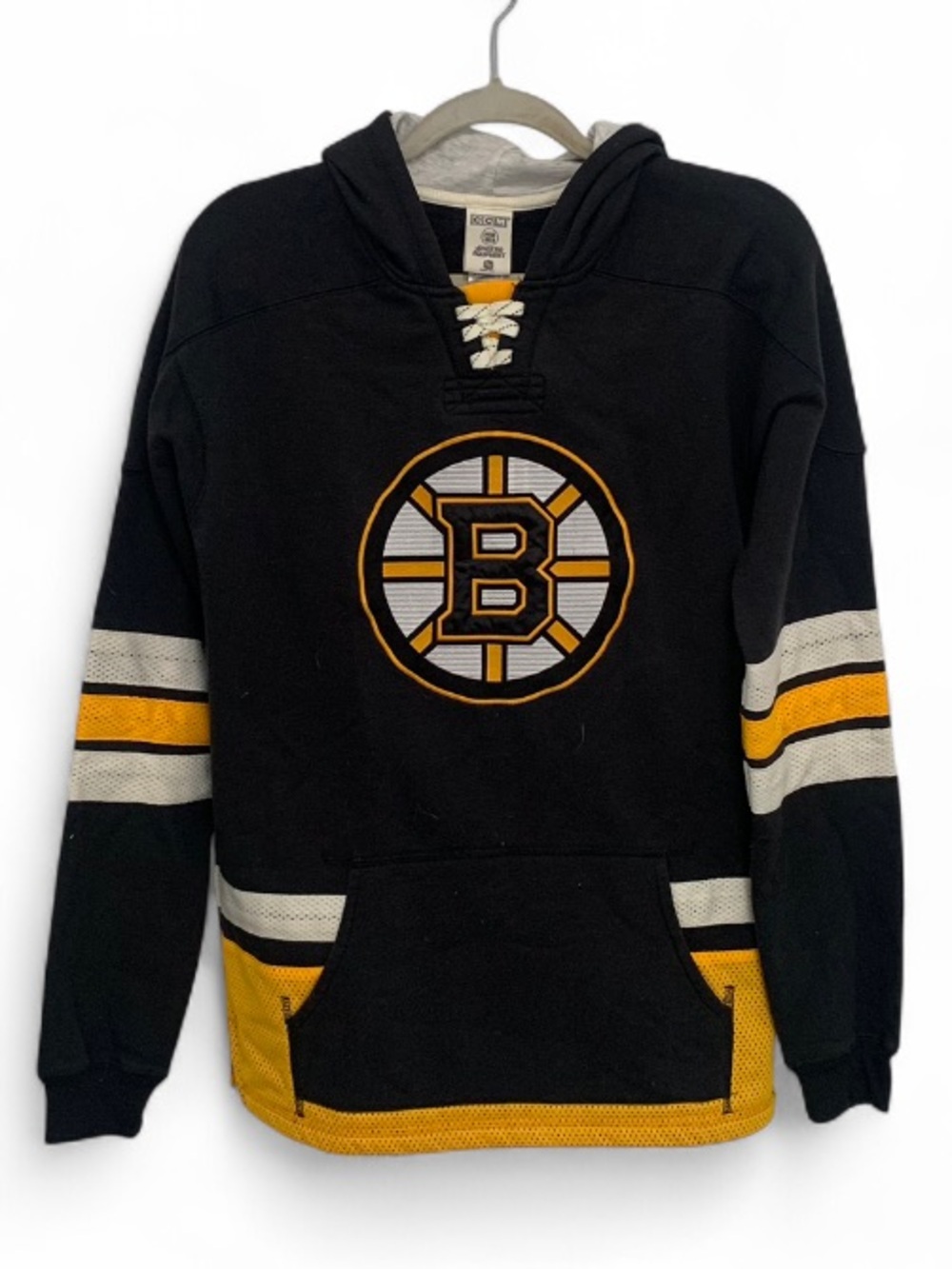 CCM Boston Bruins Black Yellow White Athletic Hockey Hoodie